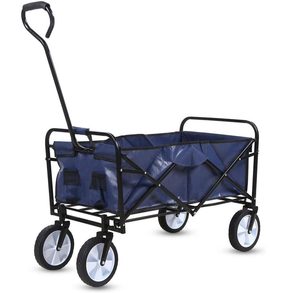 3 cu. ft. Steel Collapsible Garden Cart with 360-Degree Swivel Wheels and Adjustable Handle, 220 lbs. Weight Capacity - Hercitys
