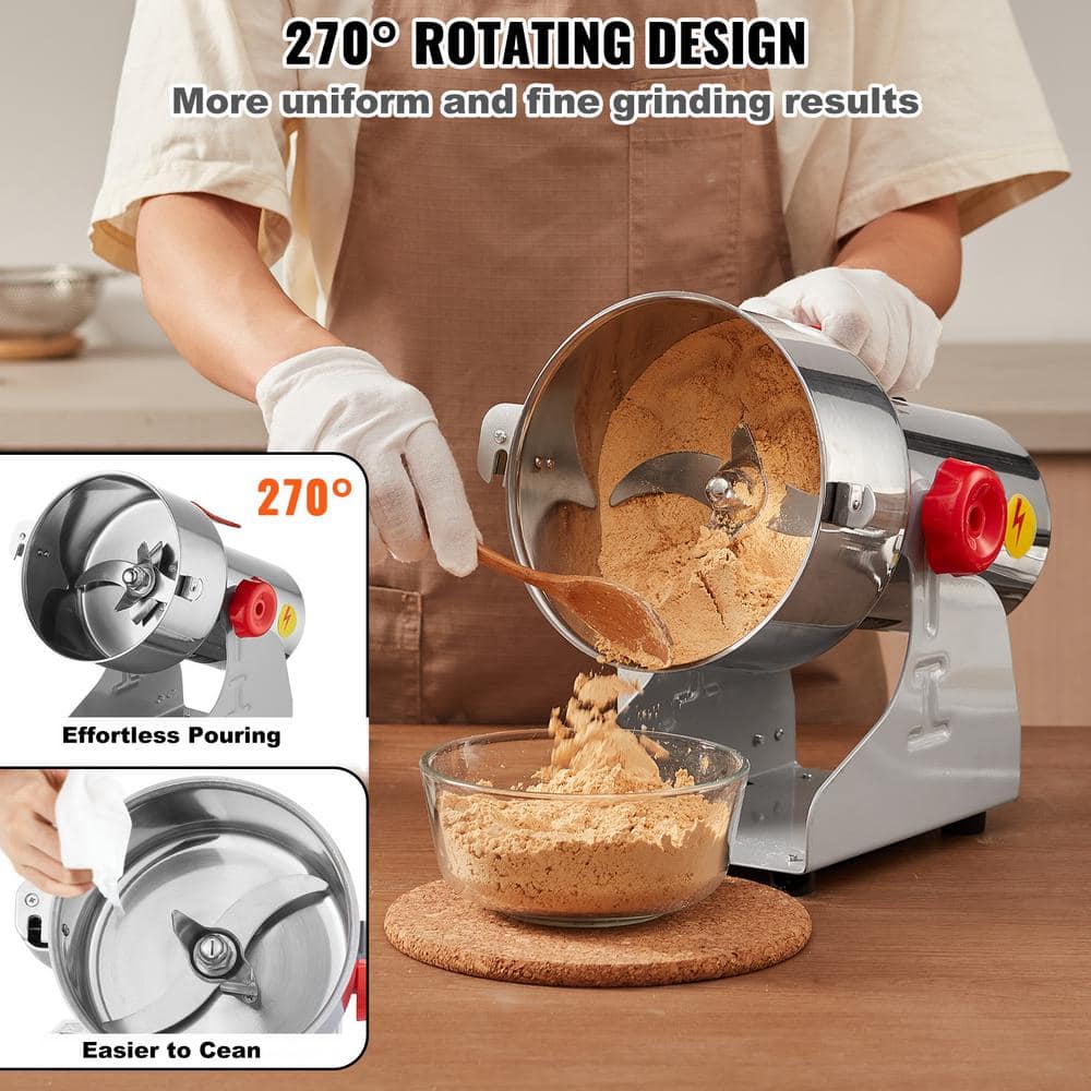 1000g Electric Grain Mill Grinder, High Speed 3000-Watt Commercial Spice Grinders, Stain Steel Pulverize Powder Machine - Hercitys