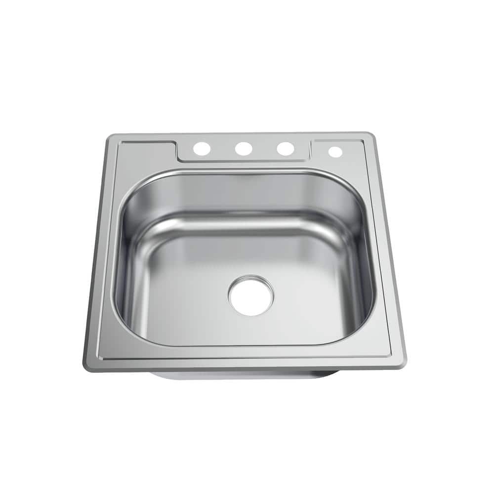 25 in. Drop-in Single Bowl 22 Gauge Stainless Steel Kitchen Sink - Hercitys