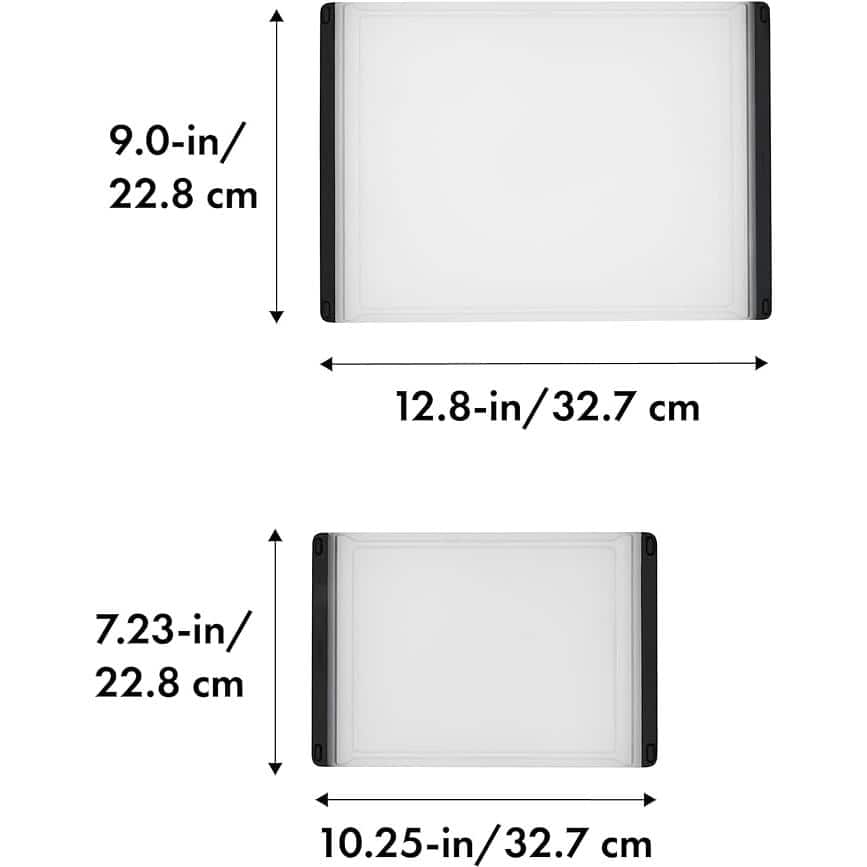 2-Piece Plastic Clear White Cutting Board Set with Drip Catcher for easy pour in - Hercitys