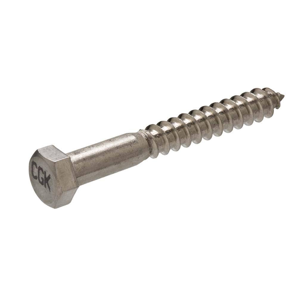 1/2 in. x 4- 1/2 in. Hex Head Hex Drive Stainless Steel Lag Screw - Hercitys