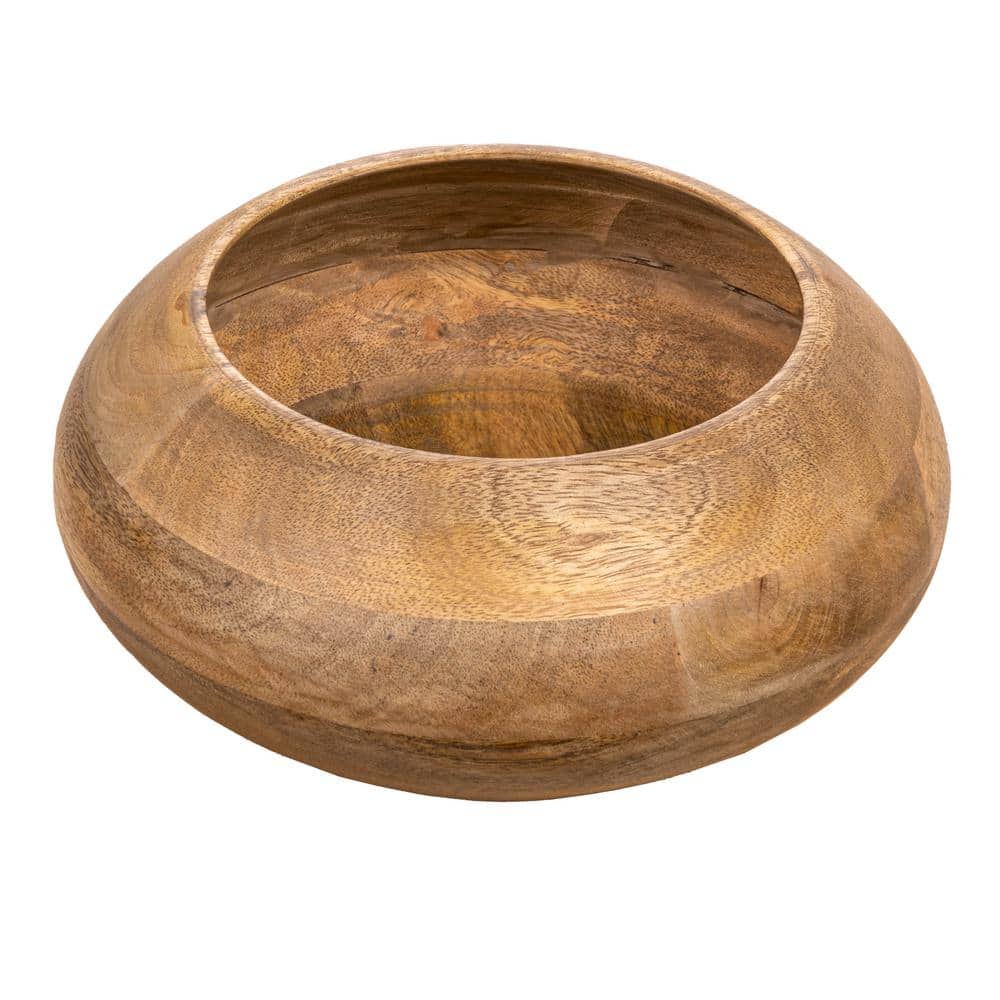 168 fl. oz. 9.25 in. Natural Brown Mango Wood Serving Bowls (Set of 1) - Hercitys
