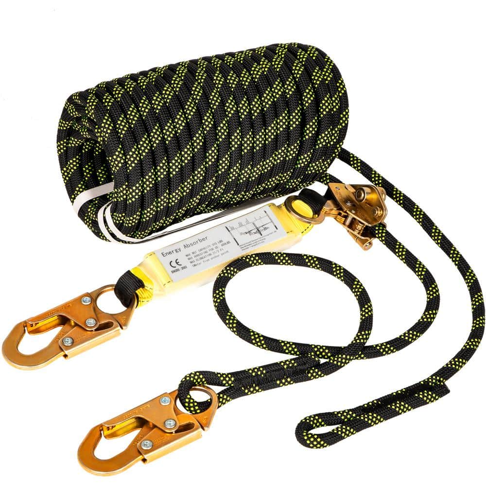 50 ft. Fall Protection Rope Polyester Roofing Rope Climbing Lanyard CE Compliant Fall Arrest Protection Equipment - Hercitys