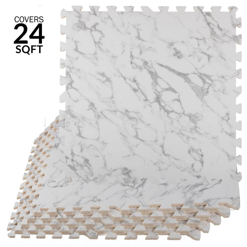 24 in. x 24 in. x 0.4 in. Floor Mat 6PK – 24 sq. ft. Faux Marble - Hercitys