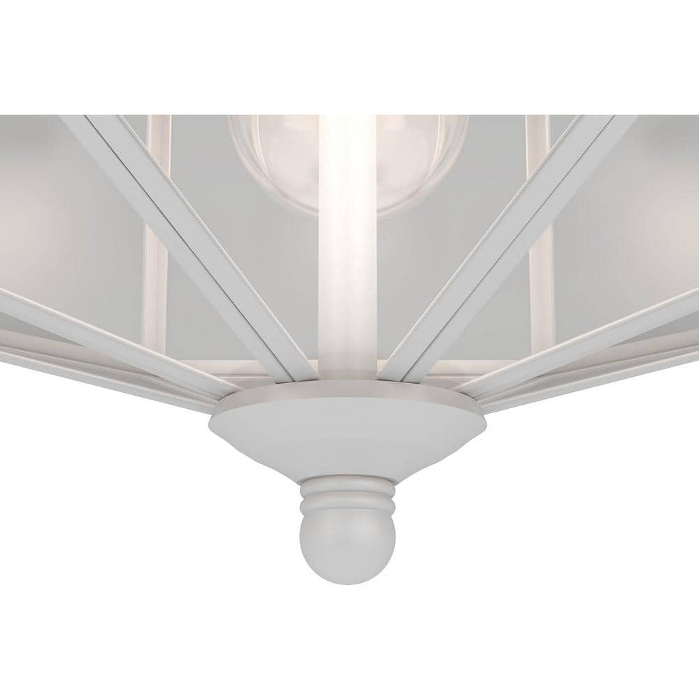 10.375 in. 3-Light White Flush Mount with Clear Glass Panes - Hercitys