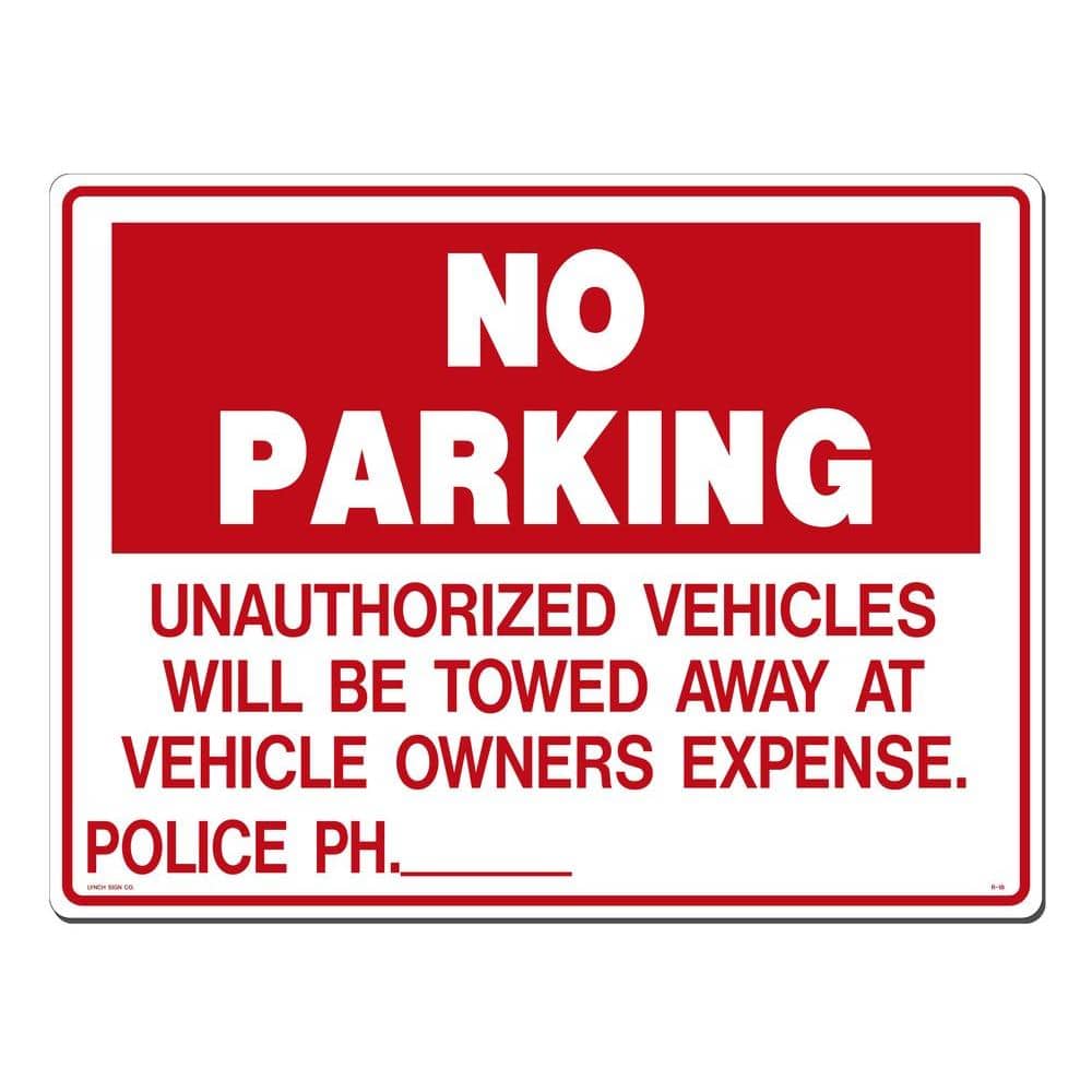 24 in. x 18 in. No Parking Unauthorized Vehicles Sign Printed on More Durable, Thicker, Longer Lasting Styrene Plastic - Hercitys