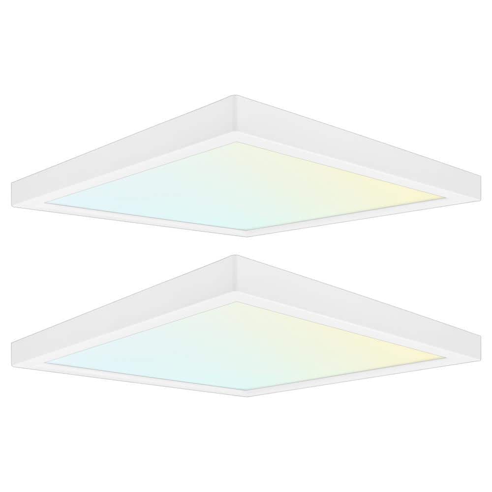 18-Watt 9 in. 1200 Lumens Square 3 Color Selectable LED 3000K/4000K/5000K Flush Mount Dimmable Fixture (2-Pack) - Hercitys