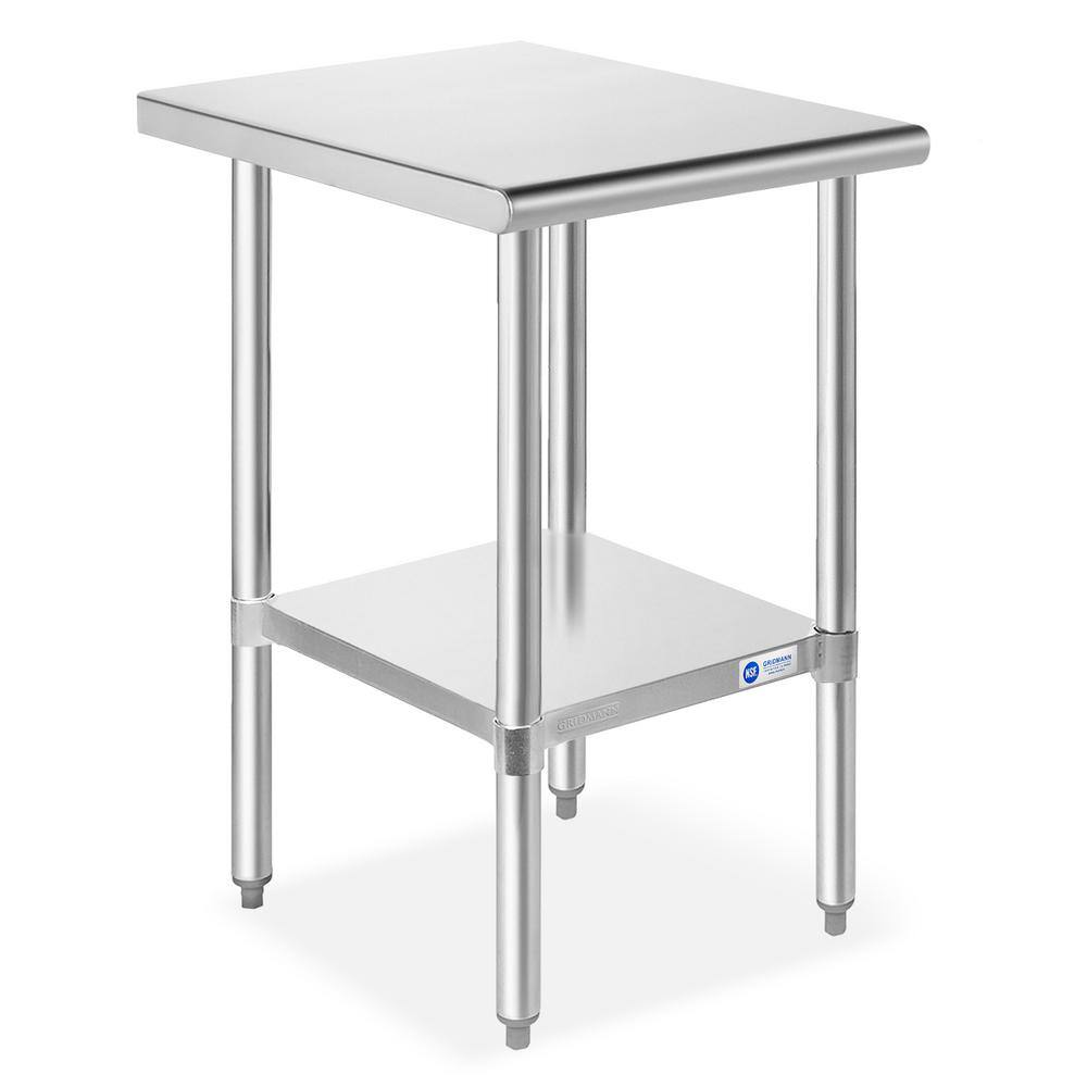 18 x 30 In. Stainless Steel Kitchen Utility Table with Bottom Shelf - Hercitys