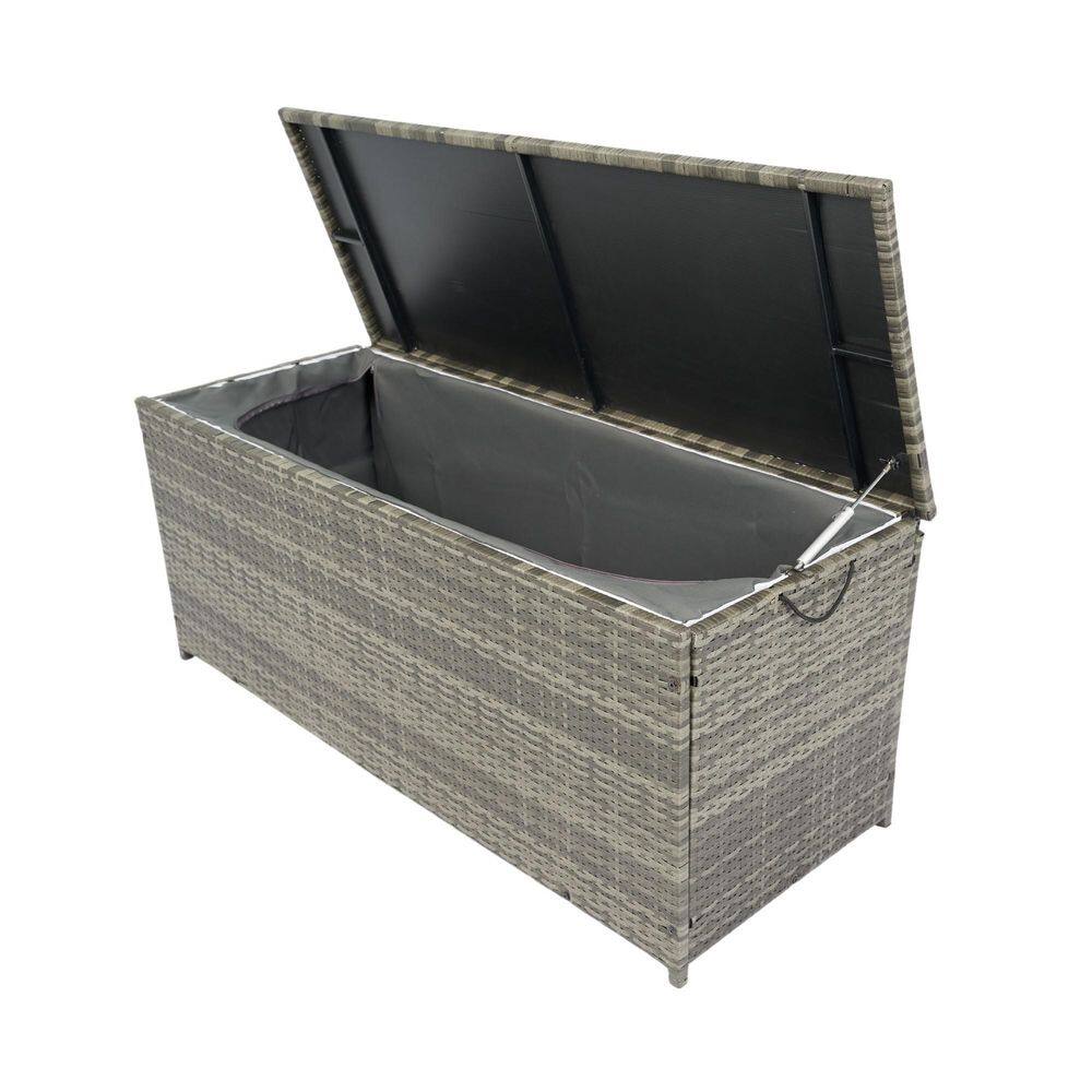 113 Gal. Gray Rattan Patio Deck Box - Hercitys