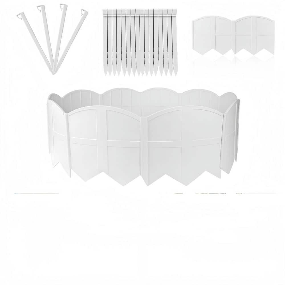 5.9 in. L x 12.16 in. W 20-Pieces White Garden Edging Border Landscape Edging with 20Pcs Stakes for Lawn Flower Bed Yard - Hercitys