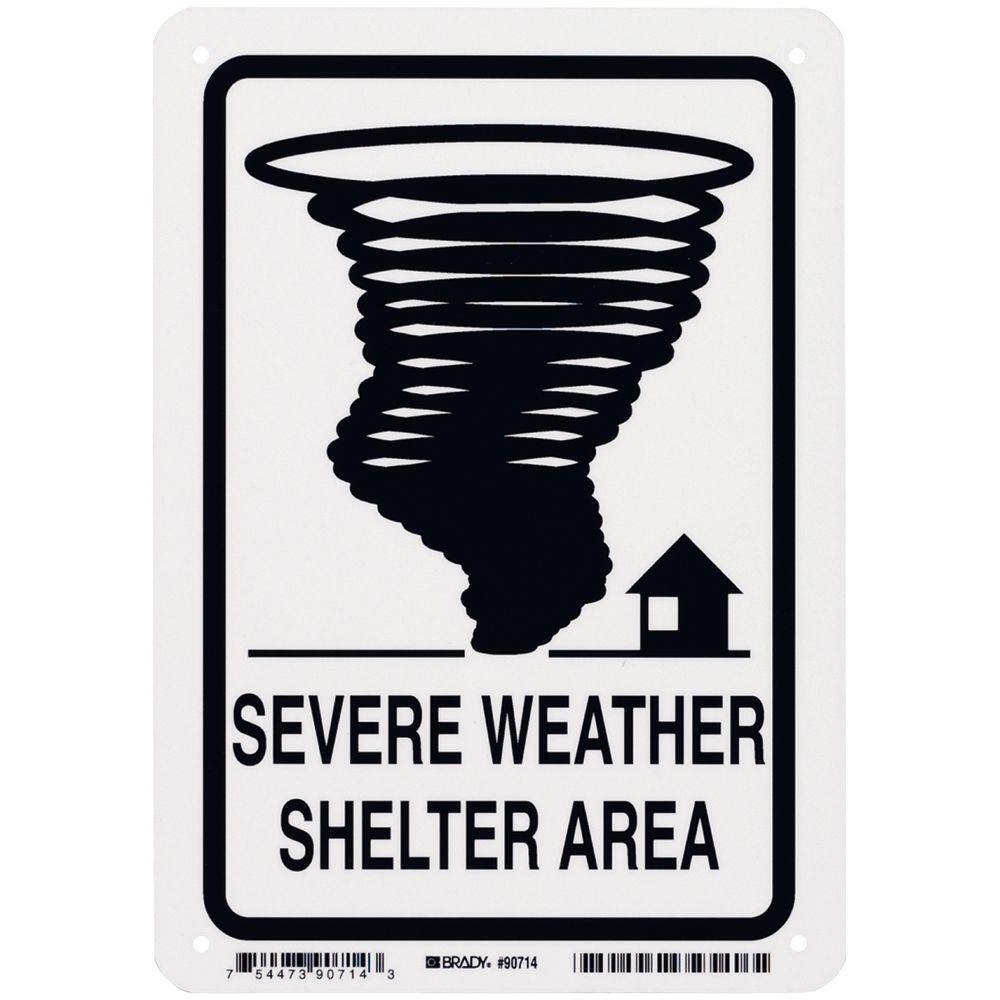 10 in. x 7 in. Glow-in-the-Dark Plastic Severe Weather Shelter Area Sign - Hercitys