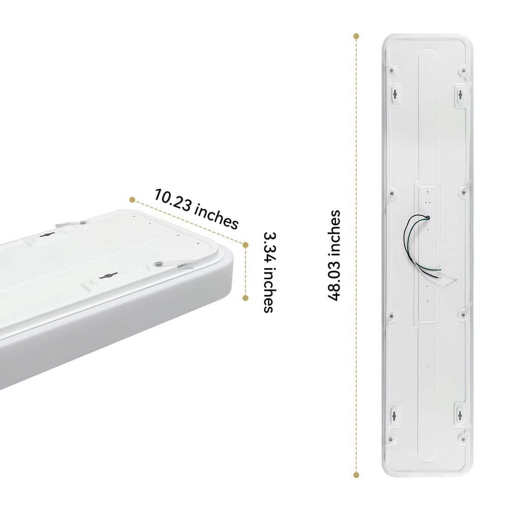 48 in. x 10.23 in. 300-Watt Equivalence Integrated LED Flush Mount Light 4800 Lumen 4000K with White Acrylic Shade - Hercitys
