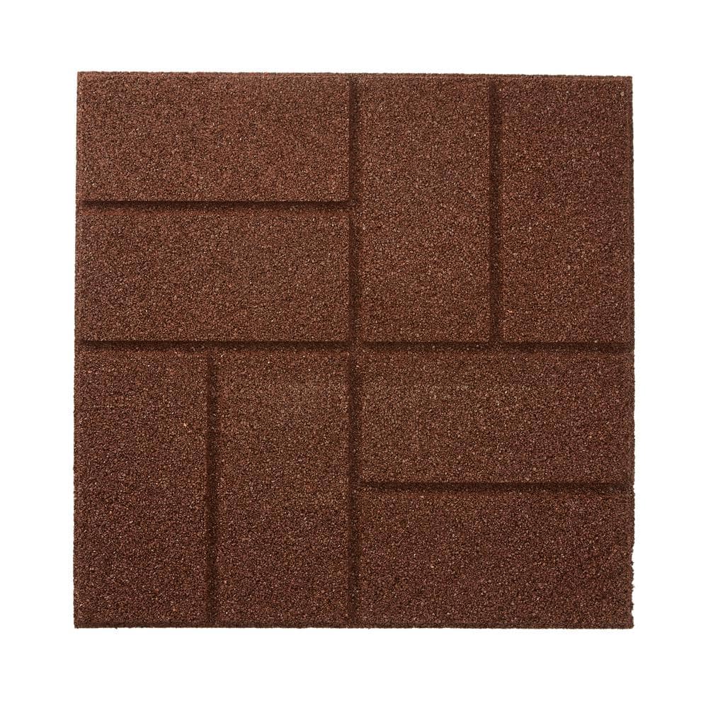 16 in. x 16 in. x 3/4 in. Brown Dual-Sided Rubber Paver (9-Pack) - Hercitys
