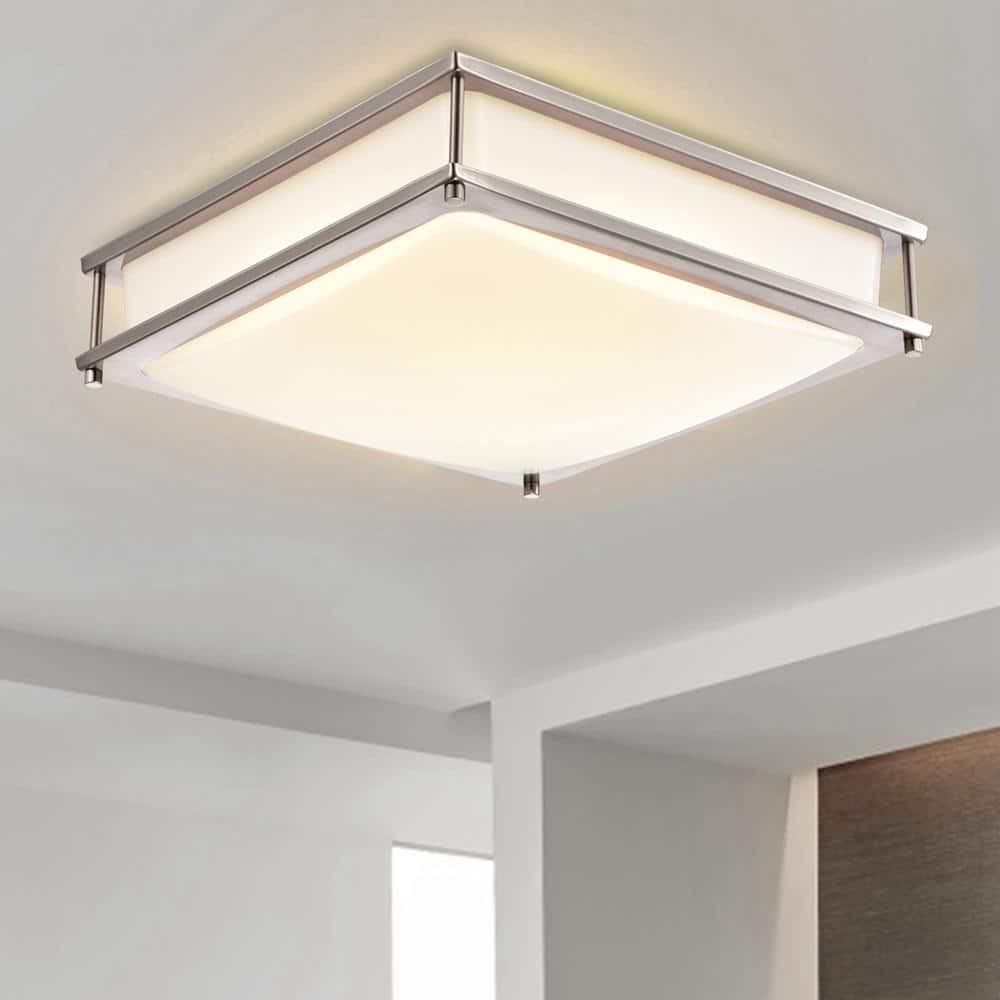 15.75 in. Brushed Nickel Dimmable 23-Watt Selectable LED Flush Mount Ceiling Light 3000K 4000K 5000K - Hercitys