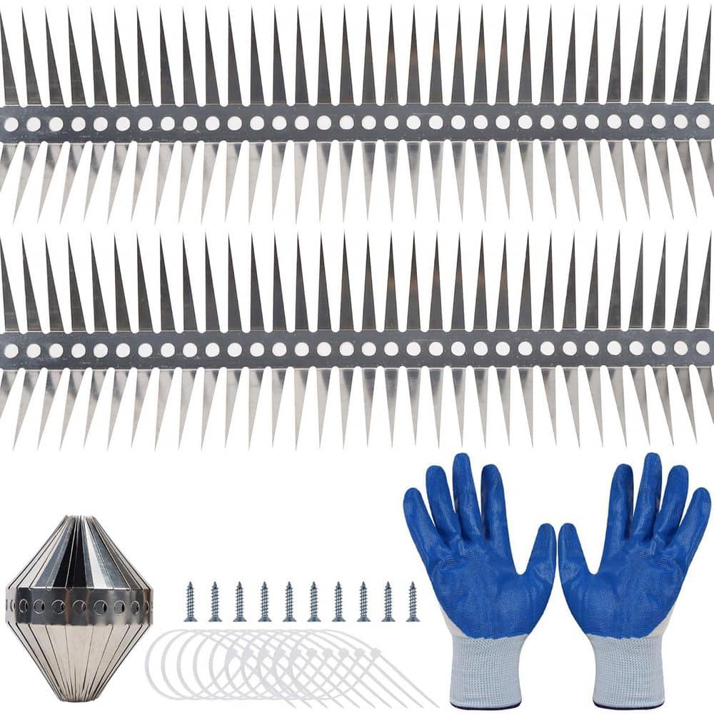 51 in. x 4.1 in. Stainless Steel Bird Spikes Anti Climb for Outdoor Birds Pigeons Crows Woodpeckers Deterrent Devices - Hercitys