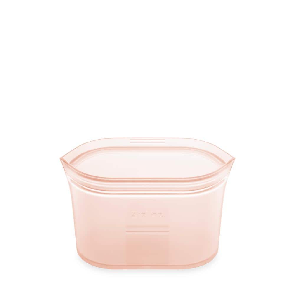 16 oz. Peach Reusable Silicone Small Dish Zippered Storage Container - Hercitys