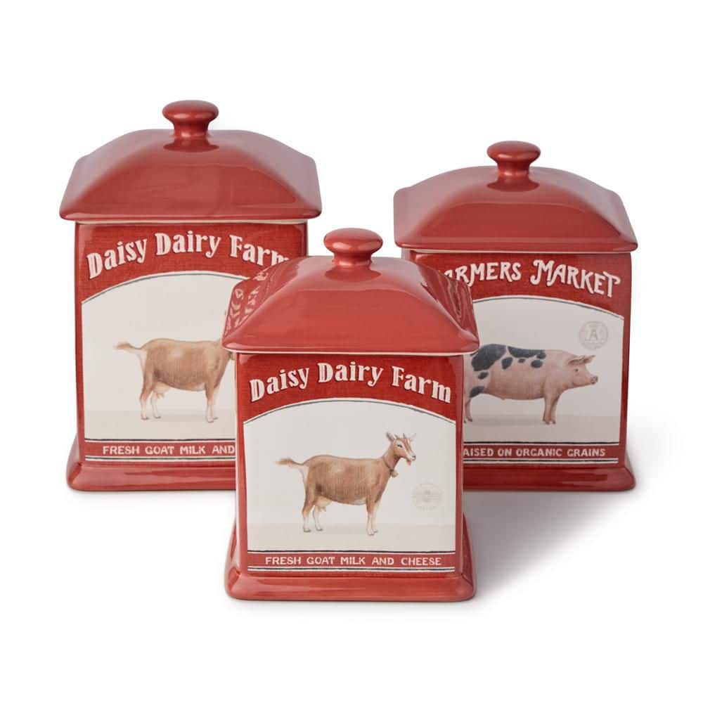 3-Piece Ceramic Farm Square Canister Set - Hercitys