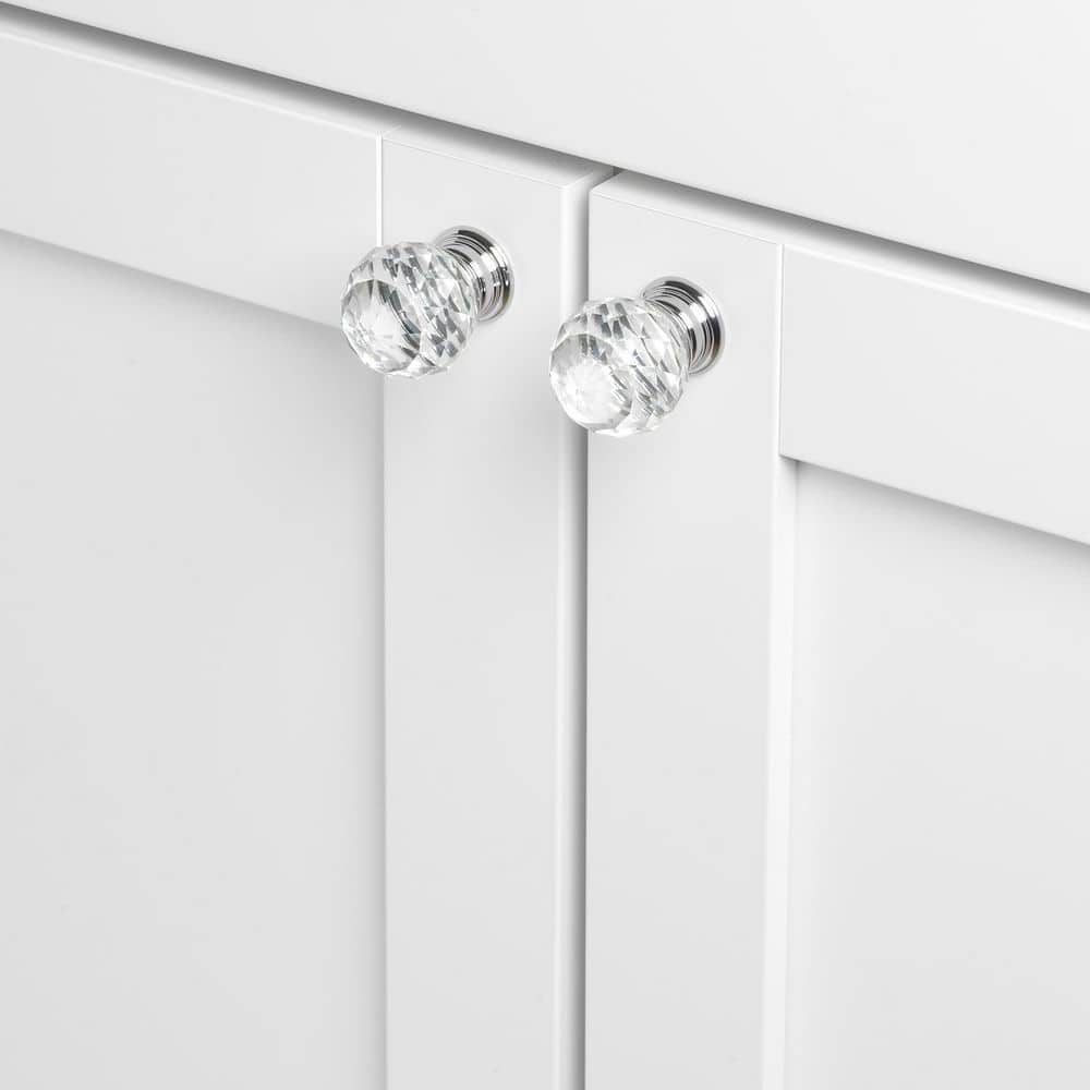 1-1/4 in. Crystal Small K9 with Polished Chrome Base Cabinet Knob (10-Pack) - Hercitys