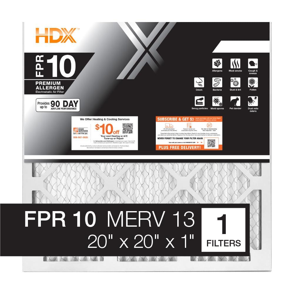 20 in. x 20 in. x 1 in. Premium Pleated Furnace Air Filter FPR 10, MERV 13 - Hercitys