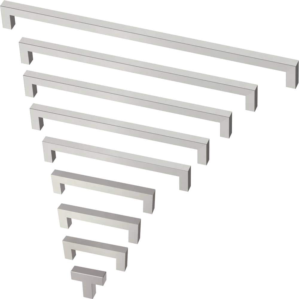 10-Pack Simple Modern Square 5-1/16 in. (128 mm) Modern Cabinet Drawer Pulls in Stainless Steel - Hercitys