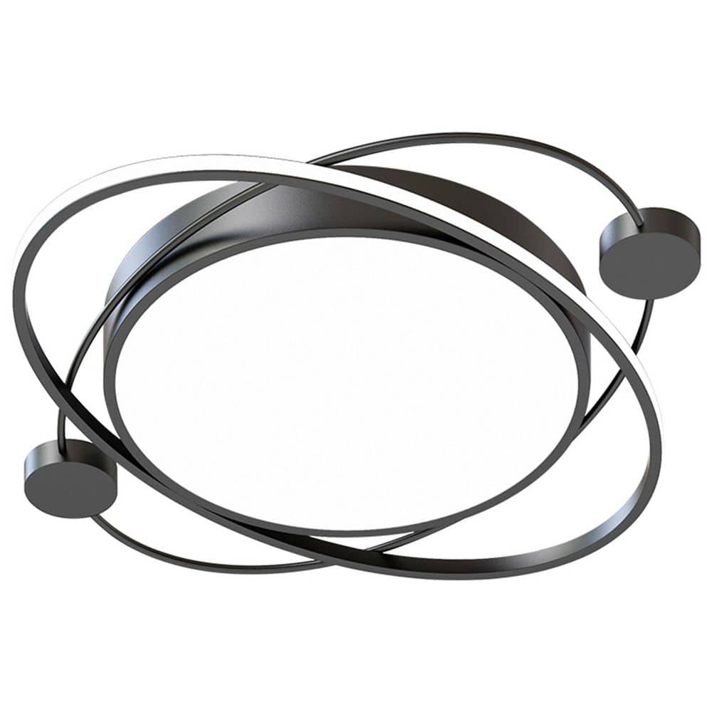 19.7 in. 1-Light Black and White Modern Selectable LED Semi-Flush Mount Ceiling Light with Remote - Hercitys