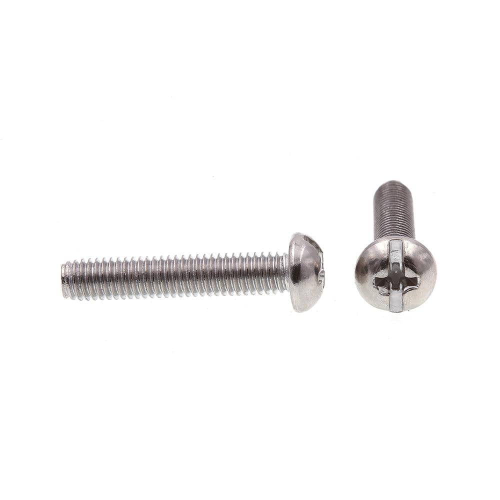 #10-32 x 1 in. Grade 18-8 Stainless Steel Phillips/Slotted Combination Drive Round Head Machine Screws (100-Pack) - Hercitys
