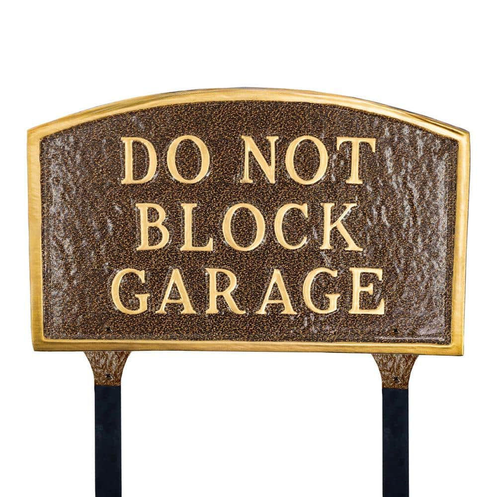 10 in. x 15 in. Standard Arch Do Not Block Garage Statement Plaque Sign with Lawn Stakes – Hammered Bronze - Hercitys