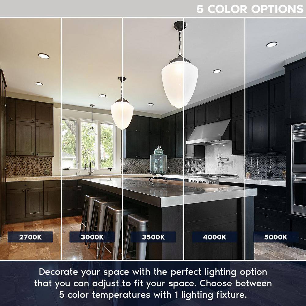 5 in. Black Modern Flush Mount Ceiling Light Fixture LED Integrated 12-Watt 800LM 5CCT 2700K-5000K Dimmable 2-Pack - Hercitys