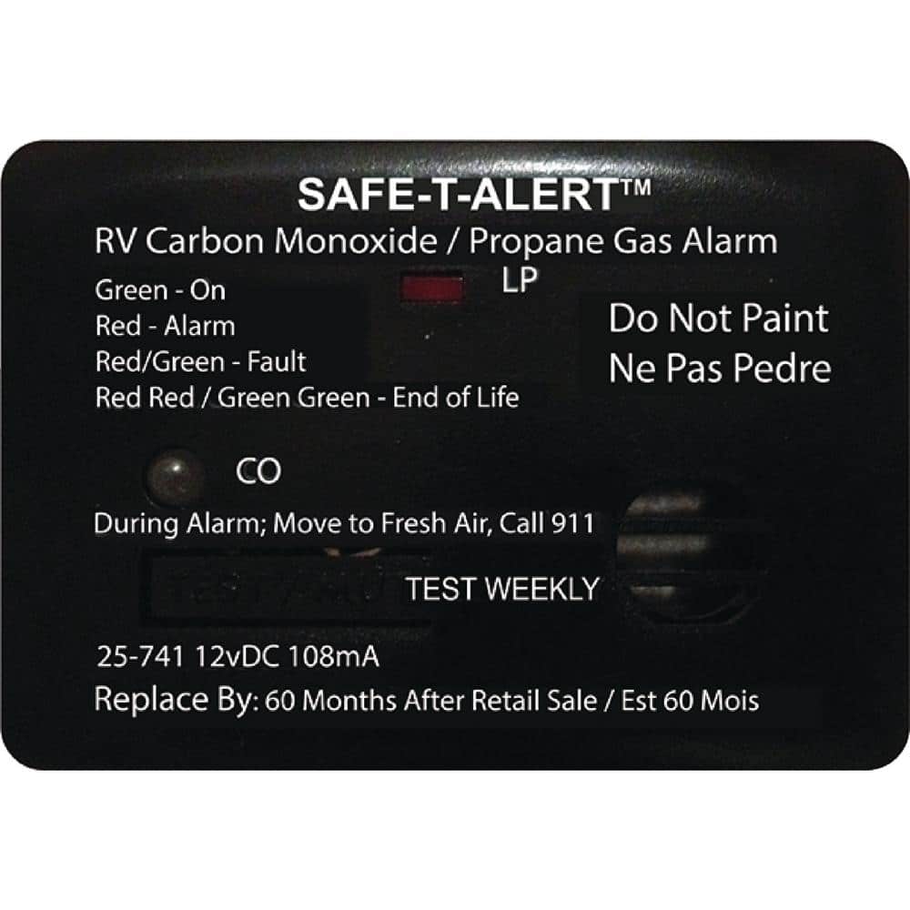 25 Series 12-Volt Safe-T-Alert Mini RV Dual Carbon Monoxide/Propane Alarm in Black - Hercitys