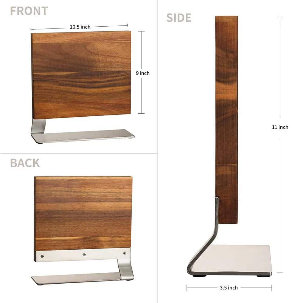 14-Knife Rectangle Wood Magnetic Knife Block with 3-Large Magnet Inside and Non-Slip Mat, Countertop Organizer - Hercitys