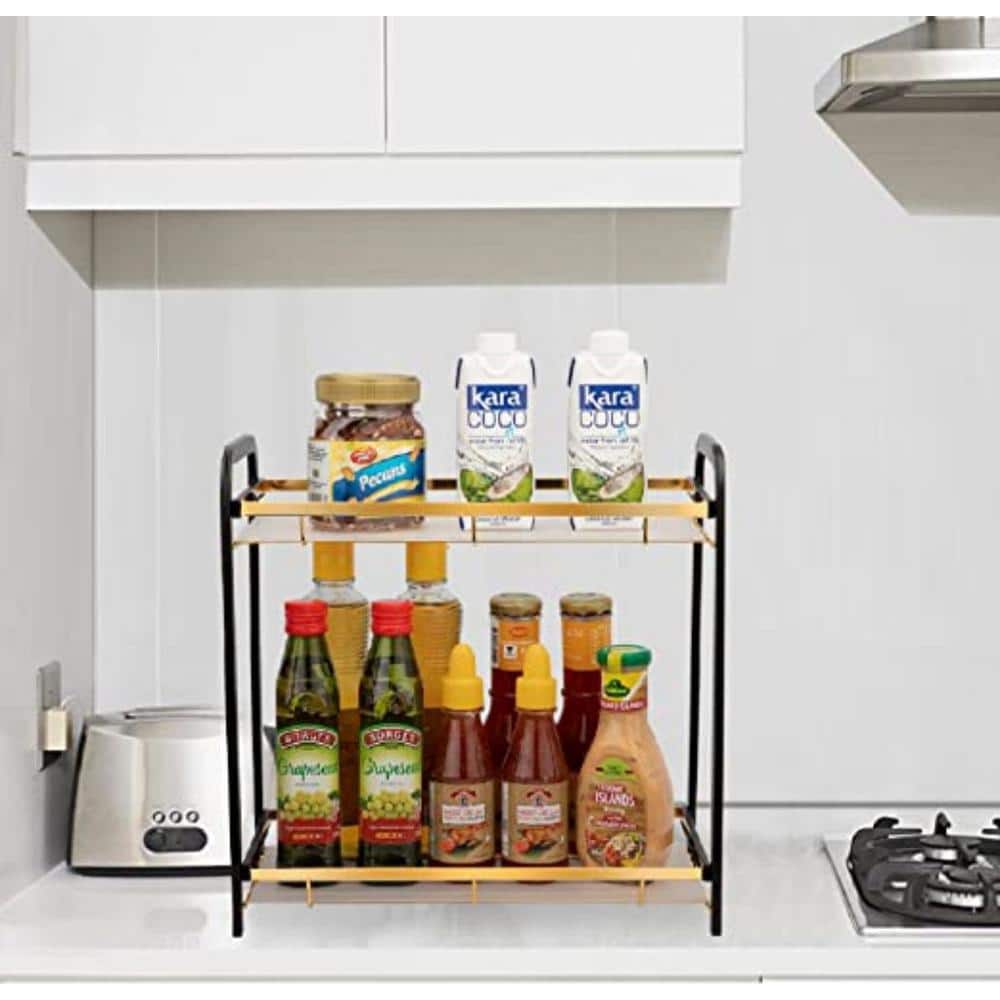 2-Tier Bathroom Counter Organizer, Premium Bathroom Sink Organizer Countertop, Kitchen Spice Rack Storage Shelf - Hercitys