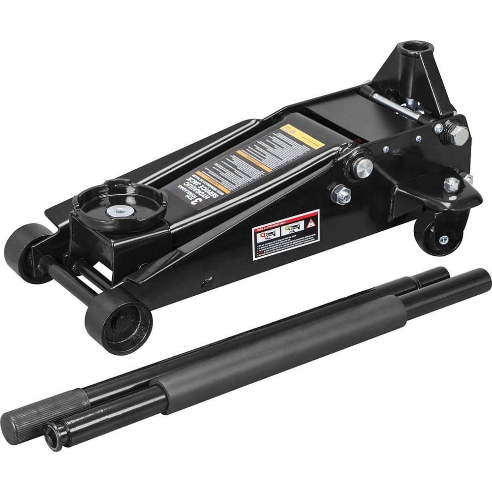 3-Ton Floor Jack with Dual Piston Speedy Lift in Black - Hercitys