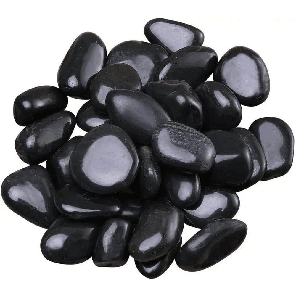 0.40 cu. ft. 0.25 in. to 0.5 in. 30 lbs. Grade A Black Polished River Pebbles - Hercitys