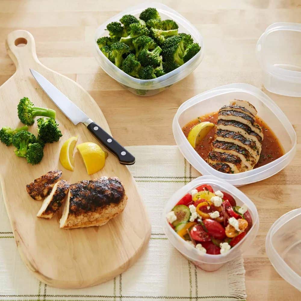 14 Piece Plastic Easy Find Lid Food Storage Containers in Red - Hercitys