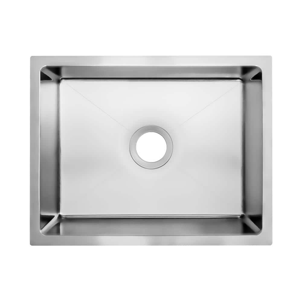 23 in. Single Bowl 18-Gauge Stainless Steel Undermount Small Radius Kitchen Sink - Hercitys
