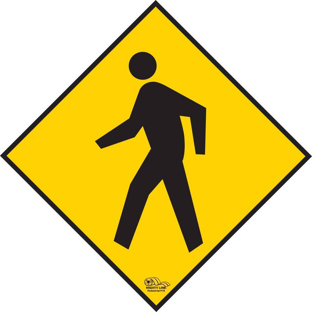 16 in. Yellow Pedestrian Industrial Strength Floor Sign - Hercitys