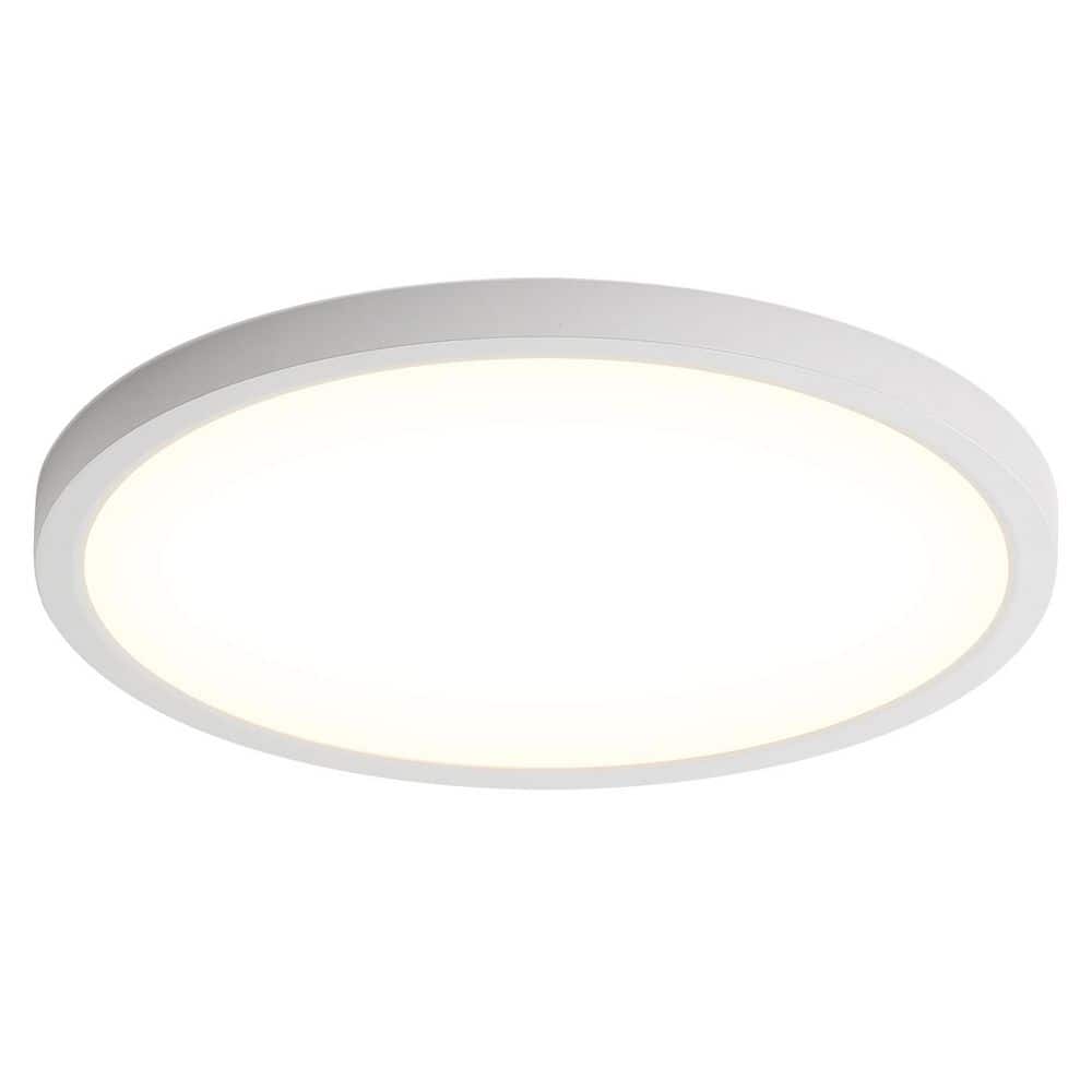 12 in. 20-Watt Modern White Integrated LED Flush Mount with White ABS Shade - Hercitys