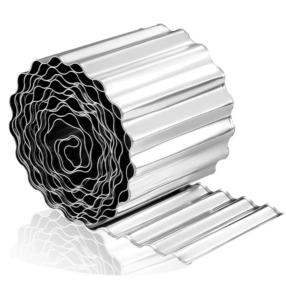 20 ft. x 8 in. Corrugated Metal Edging Silver Durable Stylish Versatile Hemmed Safety For Lawn Garden Flower Bed - Hercitys