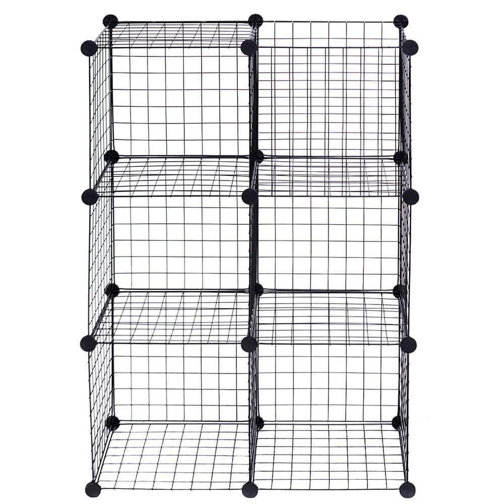 14 in. W x 14 in. H x 14 in. D Black DIY 6 Metal Wire Free Standing Modular Storage Cubes Shelving Unit - Hercitys