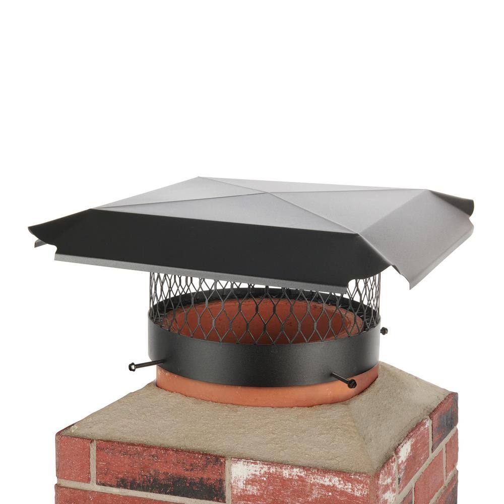 12 in. Round Bolt-On Single Flue Chimney Cap in Black Galvanized Steel - Hercitys