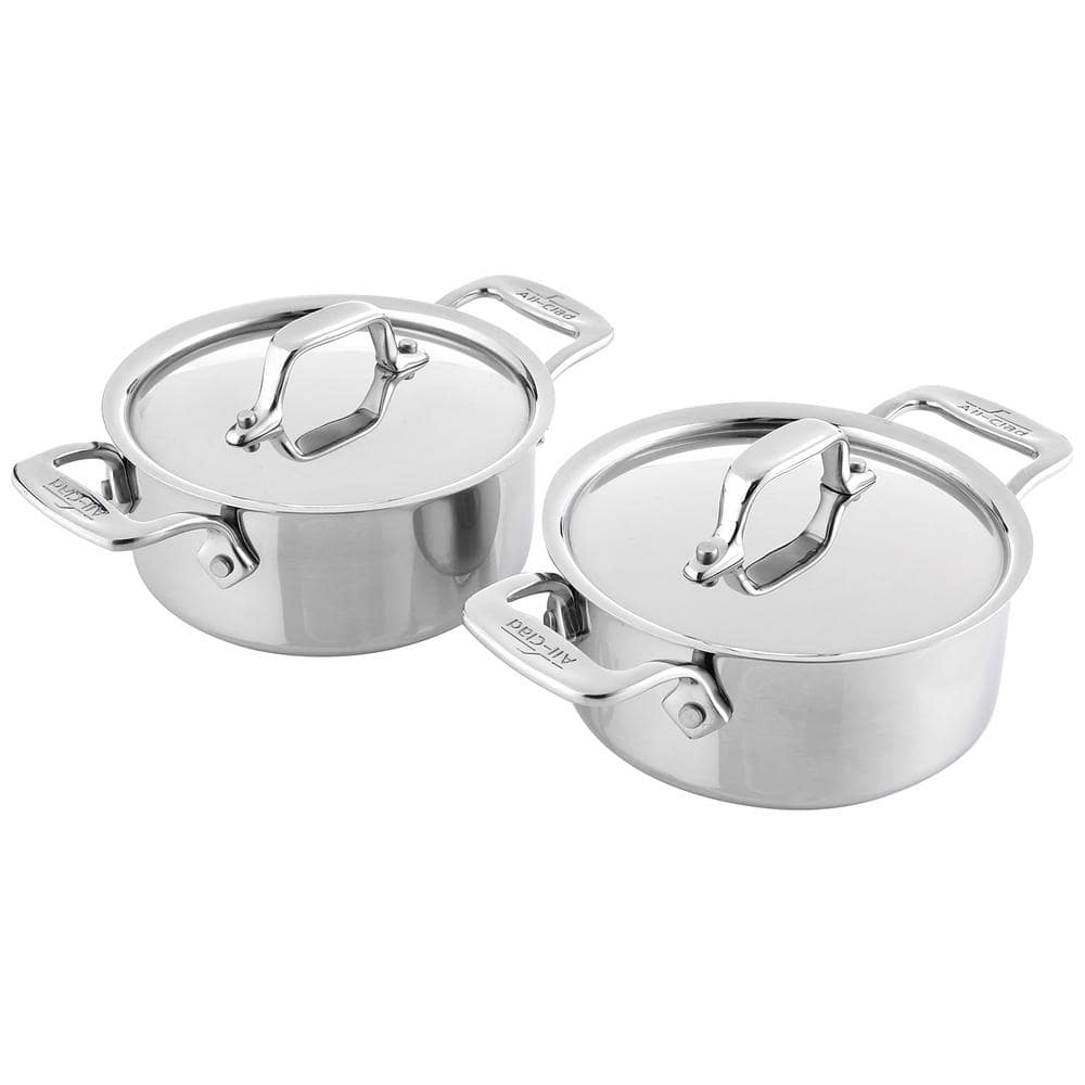 2-Piece Specialty Stainless Steel Ramekin Lid Oven Broiler Safe 600F Pots Pans, Cookware Silver Set - Hercitys