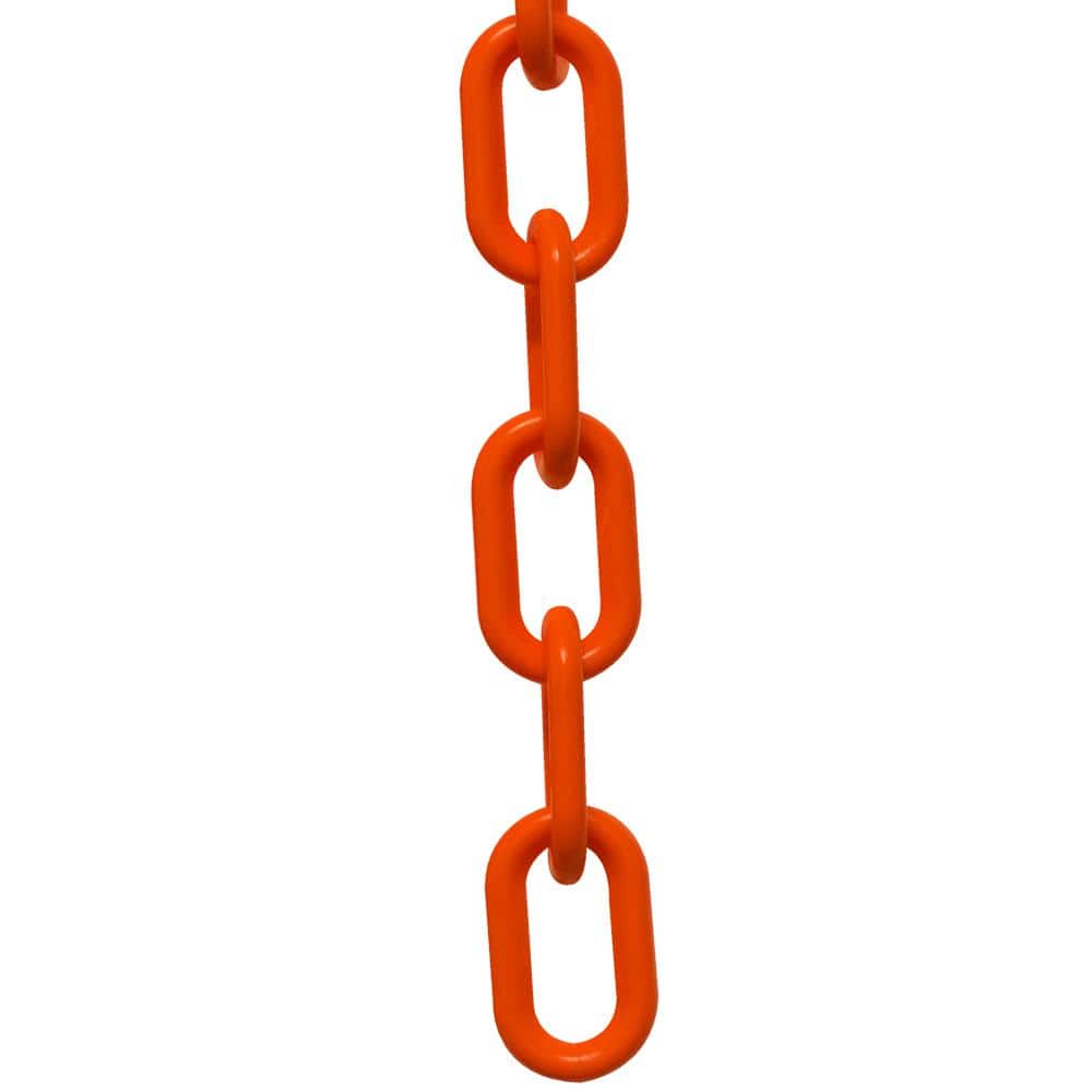 1 in. (#4, 25 mm) x 100 ft. Safety Orange Plastic Chain - Hercitys