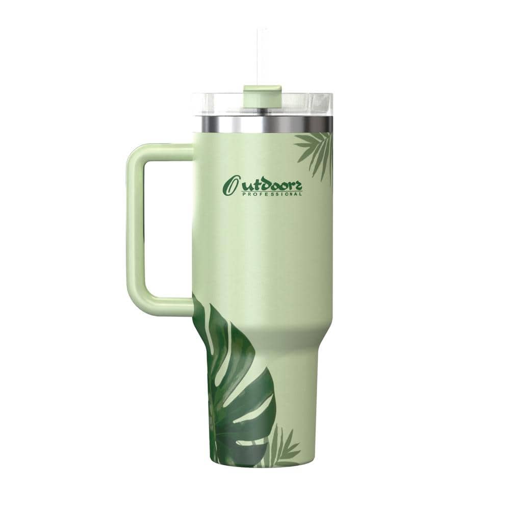 40 oz. Double-Walled Insulated Tropical Green Stainless Steel Tumbler - Hercitys