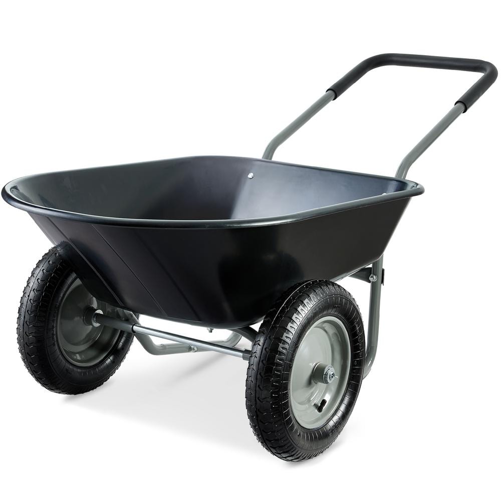 5 cu. ft. Black Plastic Wheelbarrow with Padded Handles - Hercitys