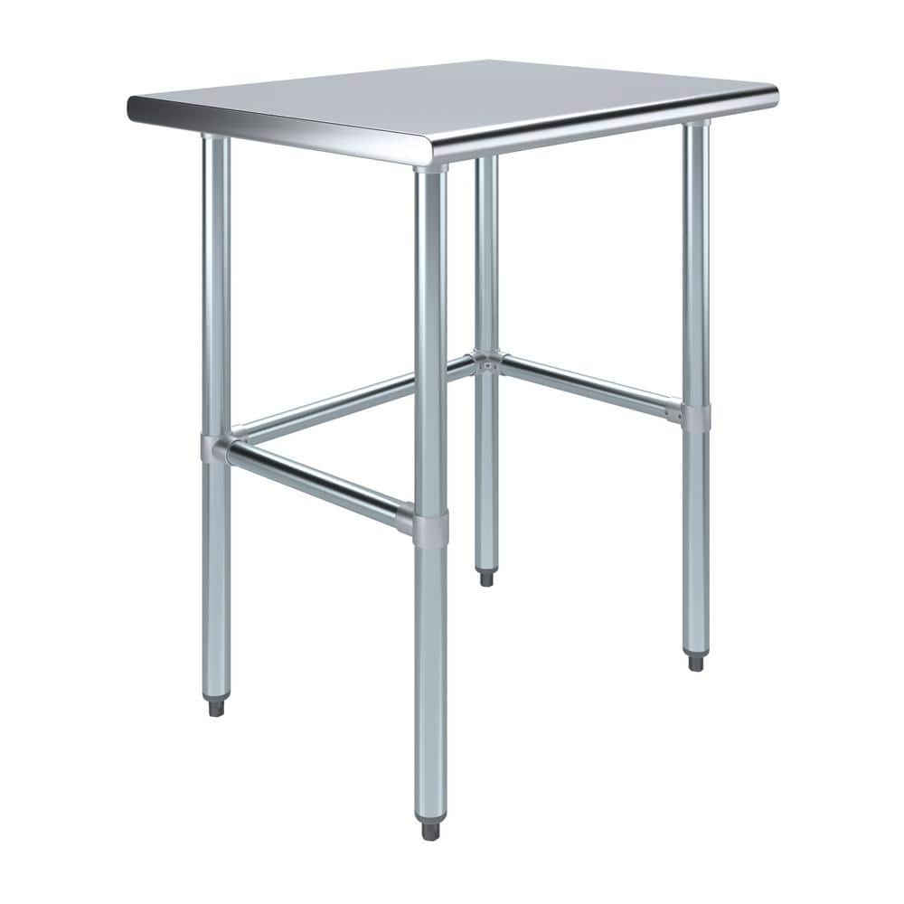 24 in. x 30 in. Stainless Steel Open Base Kitchen Utility Table Metal Prep Table - Hercitys
