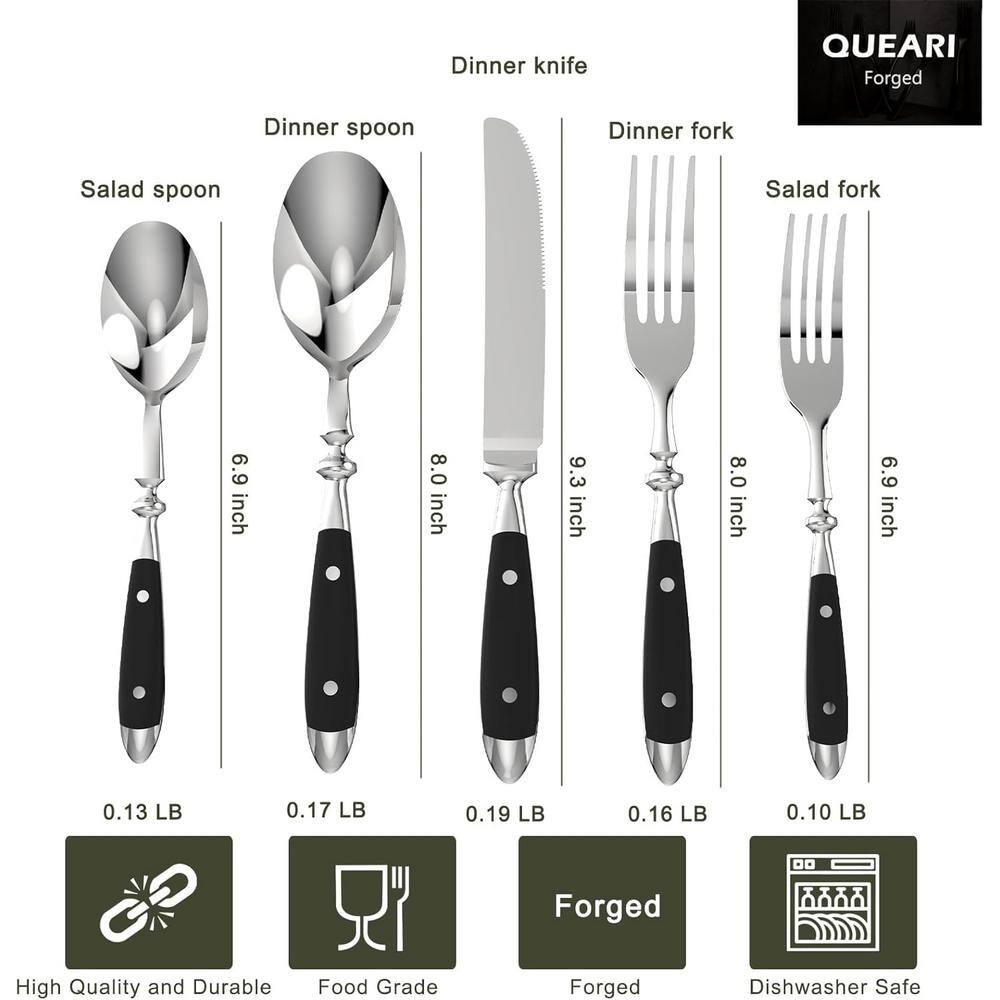 20-Piece Retro Stainless Steel Serving Set-Cutlery Set, Vintage Flatware Set with Black Bakelite Handle, Service for 4 - Hercitys