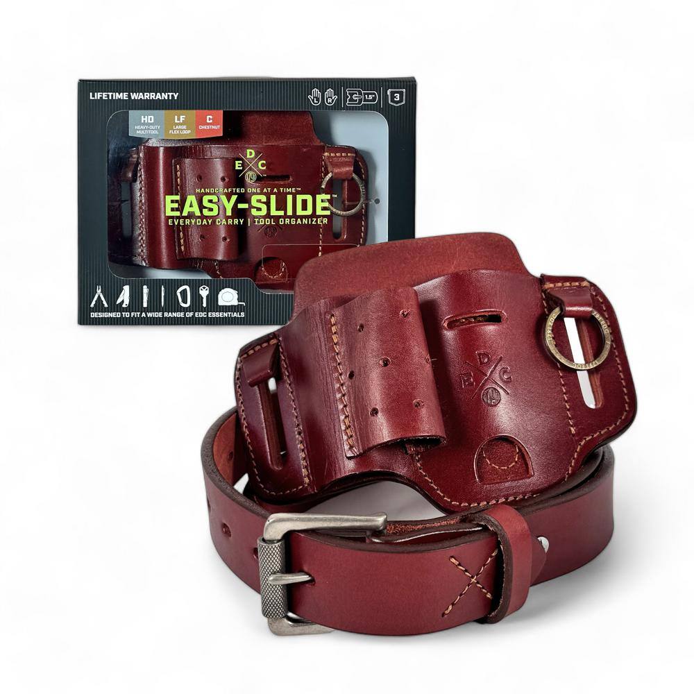 1.5 in. Work Belt Size 32 Chestnut with Heavy-Duty Easy-Slide Large Flex EDC Tool Organizer - Hercitys