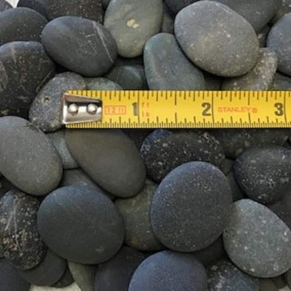 0.25 cu. ft. 20 lbs. 1/2 in. to 1-1/2 in. Black Button Mexican Beach Pebble - Hercitys