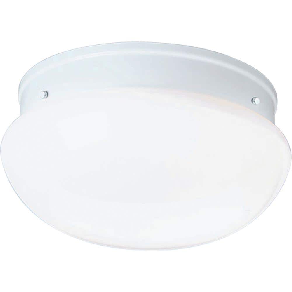 2-Light White Flush Mount with White Glass - Hercitys