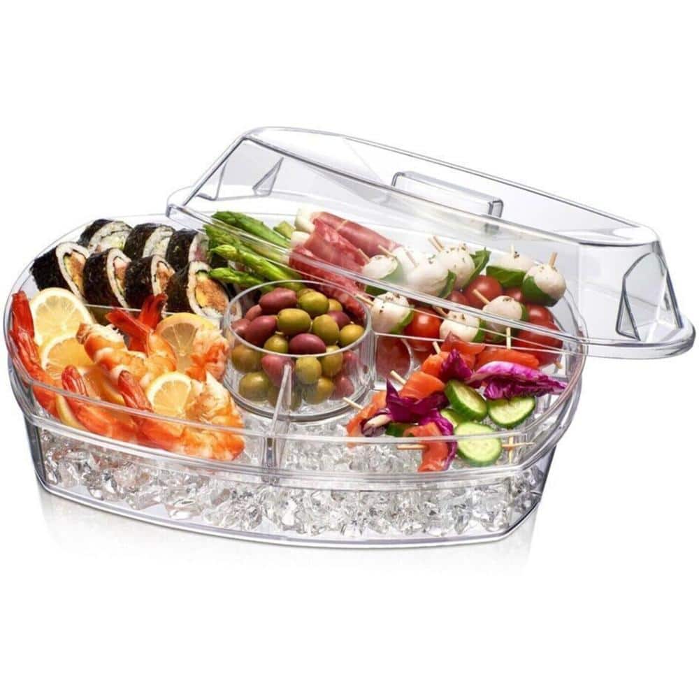 4-Compartment Clear P-17 Party Platter On Ice (Set of 1) - Hercitys